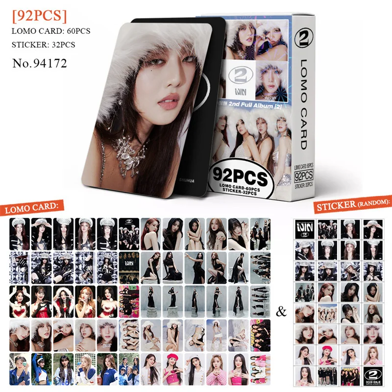 Cartão KPOP GIDLE Super LOMO, Cartão Postal, Cartões Colecionáveis, Novo Álbum, 2, SHUHUA, YUQI, MEIYEON, Minnie, Soyeon, G, I-DLE, 92 peças por conjunto