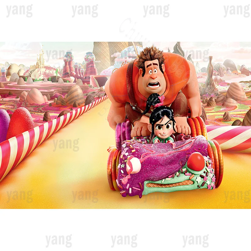 Disney  Kids Birthday Party Decorations Wreck It Ralph Theme Backdrop Vanellope Baby Shower Background for Party Supplies