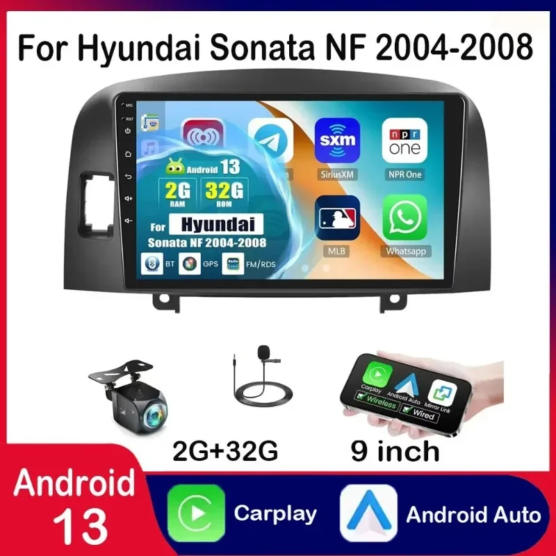 

9inch Car Stereo Radio Car-play GPS Wifi Compatible for Sonata NF 2004-2008 Android 13