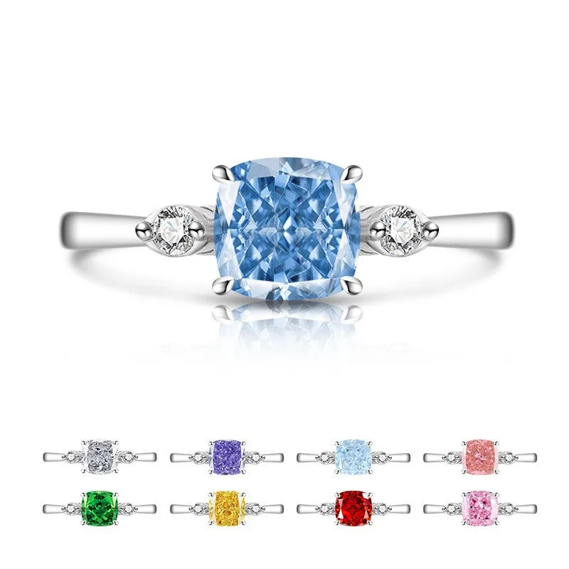 

Brilliant Cutting Padparadscha Colorful Quartz Diamonds Rings for Women White Gold Filled Silver 925 Ladies' Exquisite Jewelry