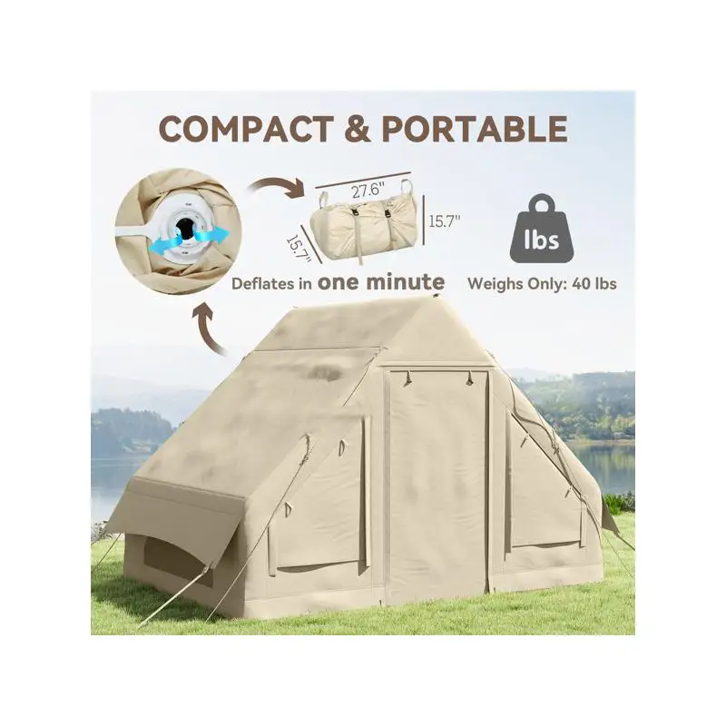 

Многоместная водонепроницаемая палатка для кемпинга для приключений на свежем воздухе и семейных поездок — простая установка и портативный дизайн