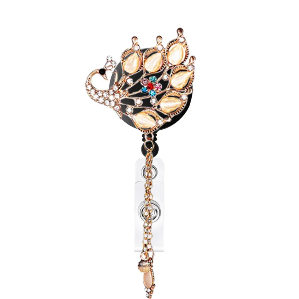 1pc New Diamond Butterfly Owl Shape Retractable Nurse Badge Reel Clip Badge Holder Students Doctor Id Card Holder Metal Ornament