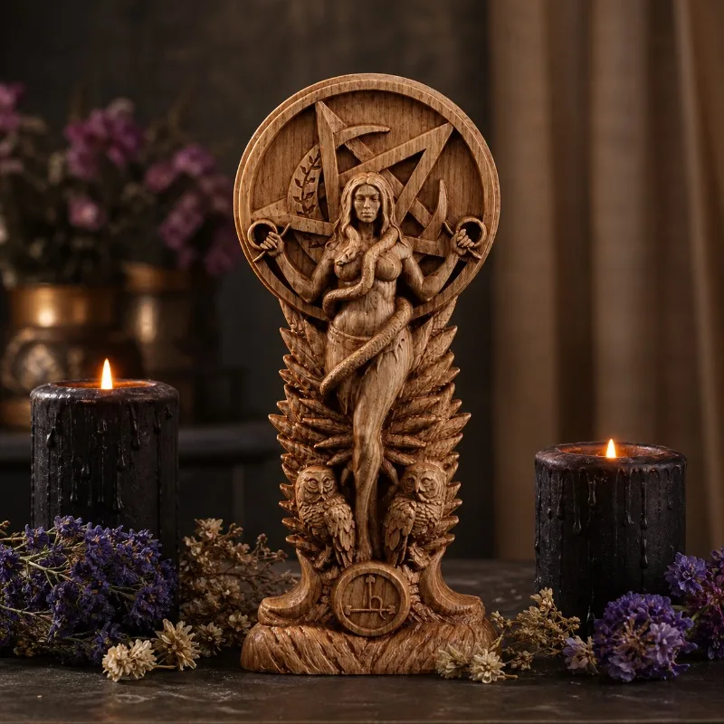 Pagan Altar Goddess of Wisdom Sculpture Sumerian Witchcraft Female Woman Witch Snake Home Decoration Ornaments Goddess Statue