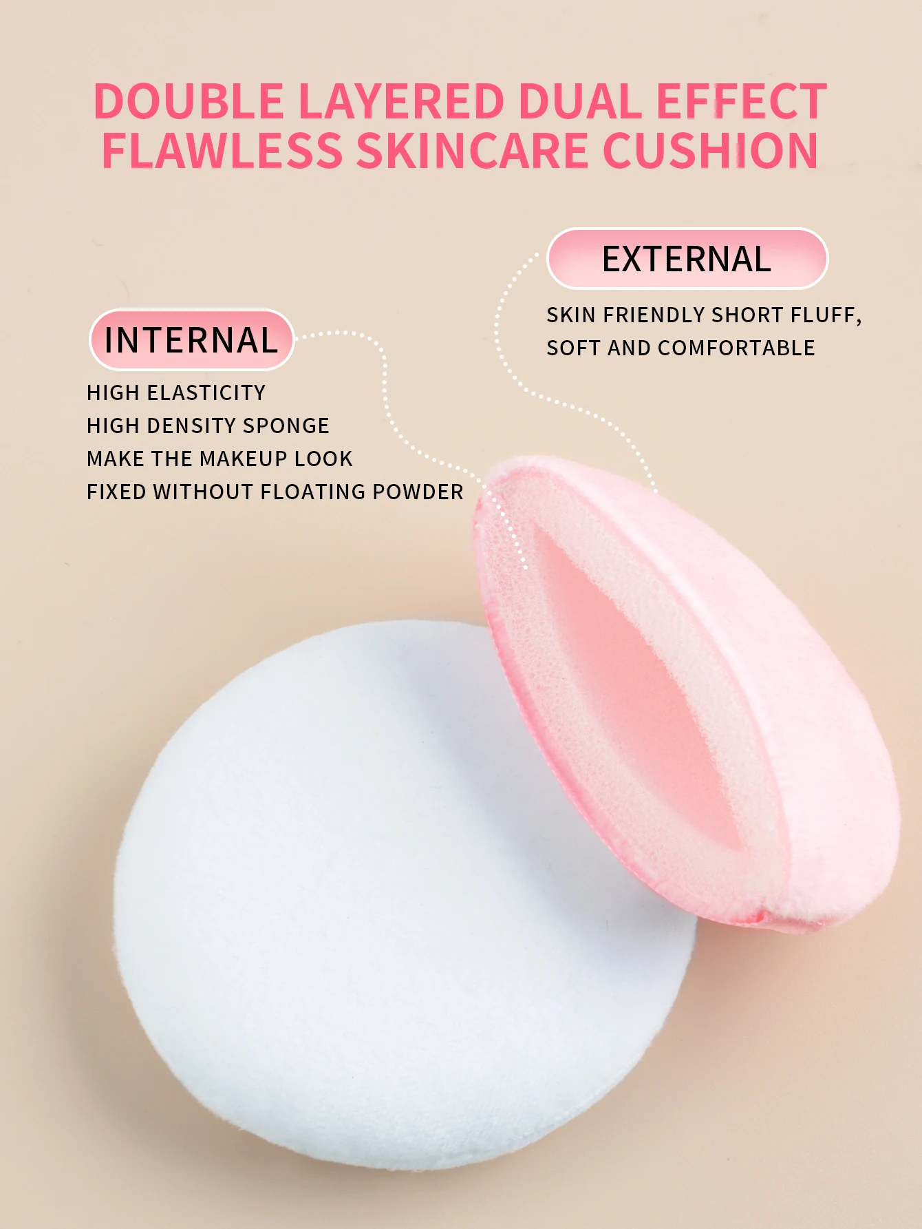 5 pçs redondo pó puff com caixa à prova de poeira configuração de maquiagem almofada de ar mini pó puff, maquiagem configuração mel em pó