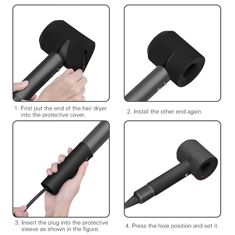 Funda protectora de silicona suave para secador de pelo Dyson supersónico, 360 de protección completa, funda de carga para Dyson