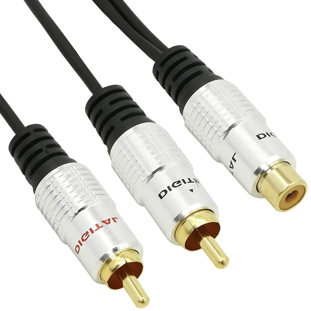 RCA Y Adapter 1 ERE RCA Female to 2 RCA Male Splitter Cable for Audio Amplifier Subwoofer(RCA Female to 2 Male)