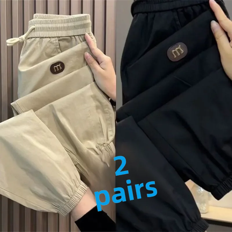 Summer Thin Quick Dry Ice Silk Casual Pants Women's Workwear Harlan Pants plus Size Sun Protection Nine Point Sports Pants