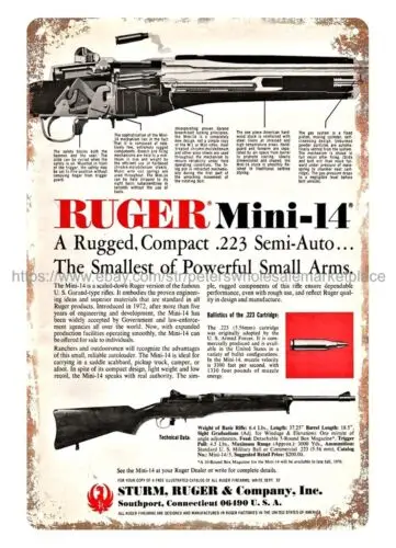 modern kitchen wall decor 1976 RUGER Semi-Auto Rifle metal tin sign