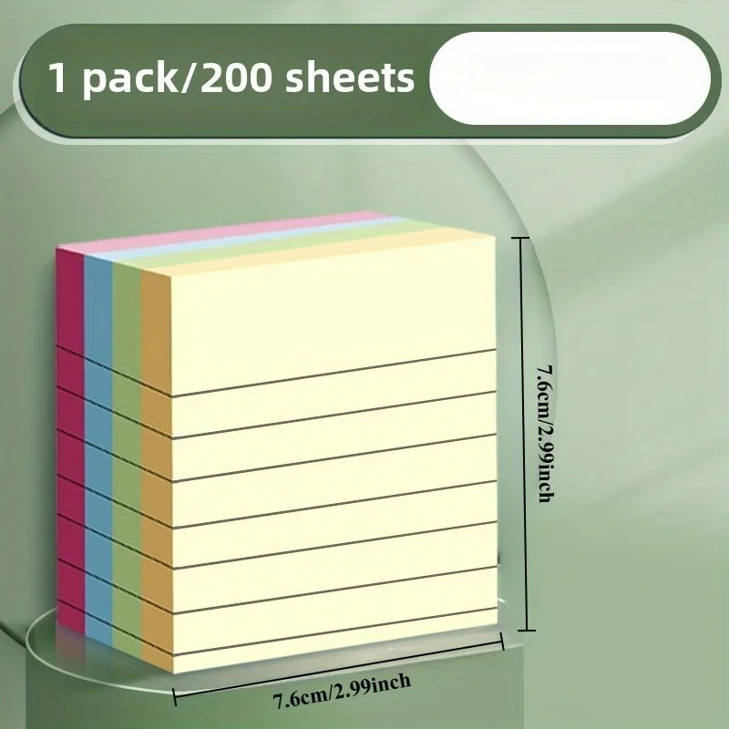 Eén 200 vierkleurig postnotitiepapier met horizontale lijn voor grote sticky notes voor studentenkantoor - zelfklevend A7-notitieblok