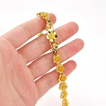 Noble AU999 gold bracelet 24K pure gold ladies jewelry fashion trend goddess flower bracelet wrist chain for girlfriend