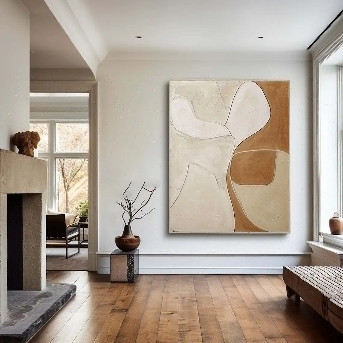 Large Brown And Beige Texture Handmade Oil Painting Canvas 3D Texture Wall Art Large Modern Contemporary Artwork For Living Room
