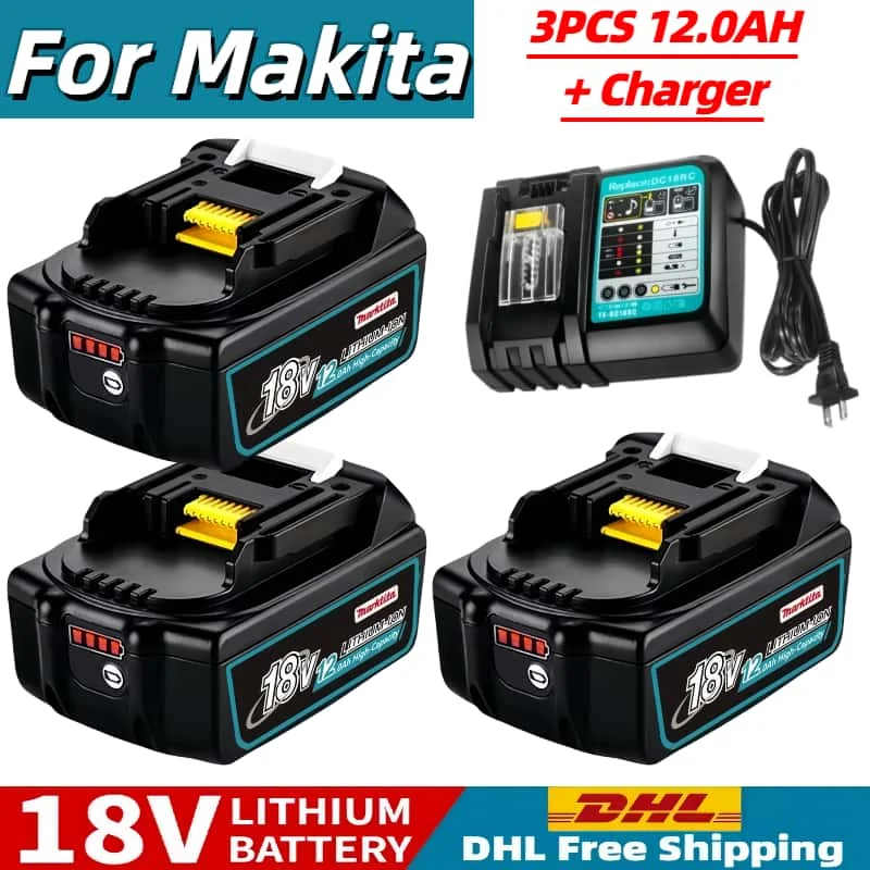 

For Makita 18v Battery With Charger Rechargeable Lithium Ion for BL1850 BL1880 BL1860B LXT400 Power Tool for Makita 18 v Battery