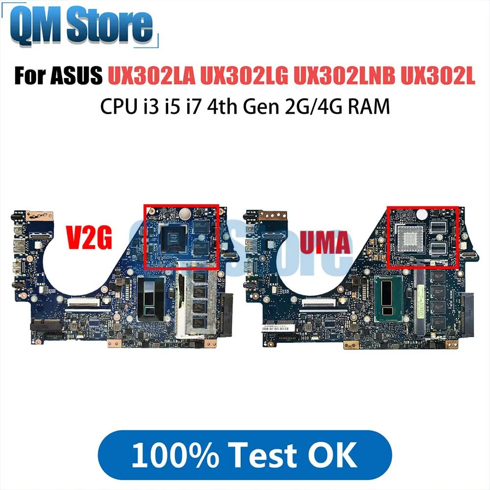 

UX302L Mainboard For ASUS UX302LA UX302LG UX302LNB UX302 Laptop Motherboard CPU i3 i5 i7 4th Gen 2GB 4GB RAM V2G