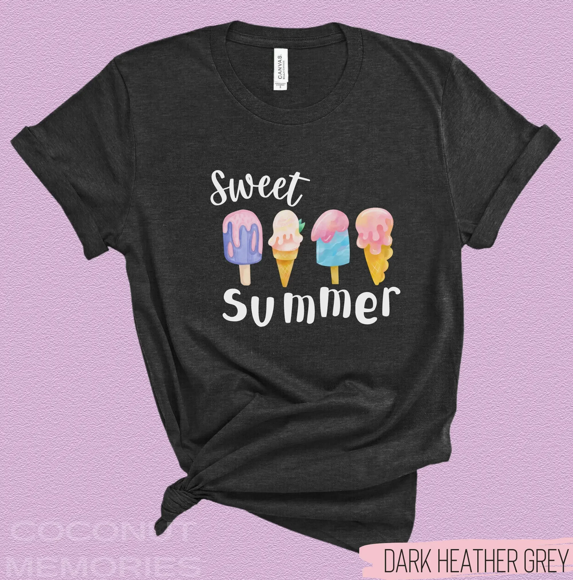 Sweet Summer T Shirt Summertime Ice Cream Cones and Popsicles Lazy Days Clothing Vibes Light Font