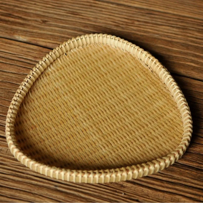 Handmade bamboo sieve dim sum tray woven round dustpan storage basket fruit basket