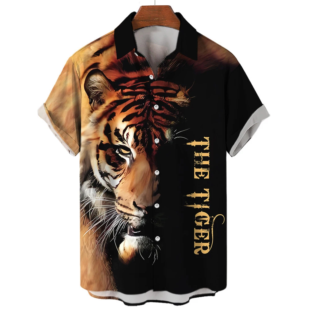 Animal Tiger 3D Print Hawaiian Beach Shirts Men Women Casual Fashion Streetwear Short Sleeve Shirt Male Tops Blouse Man Clothing