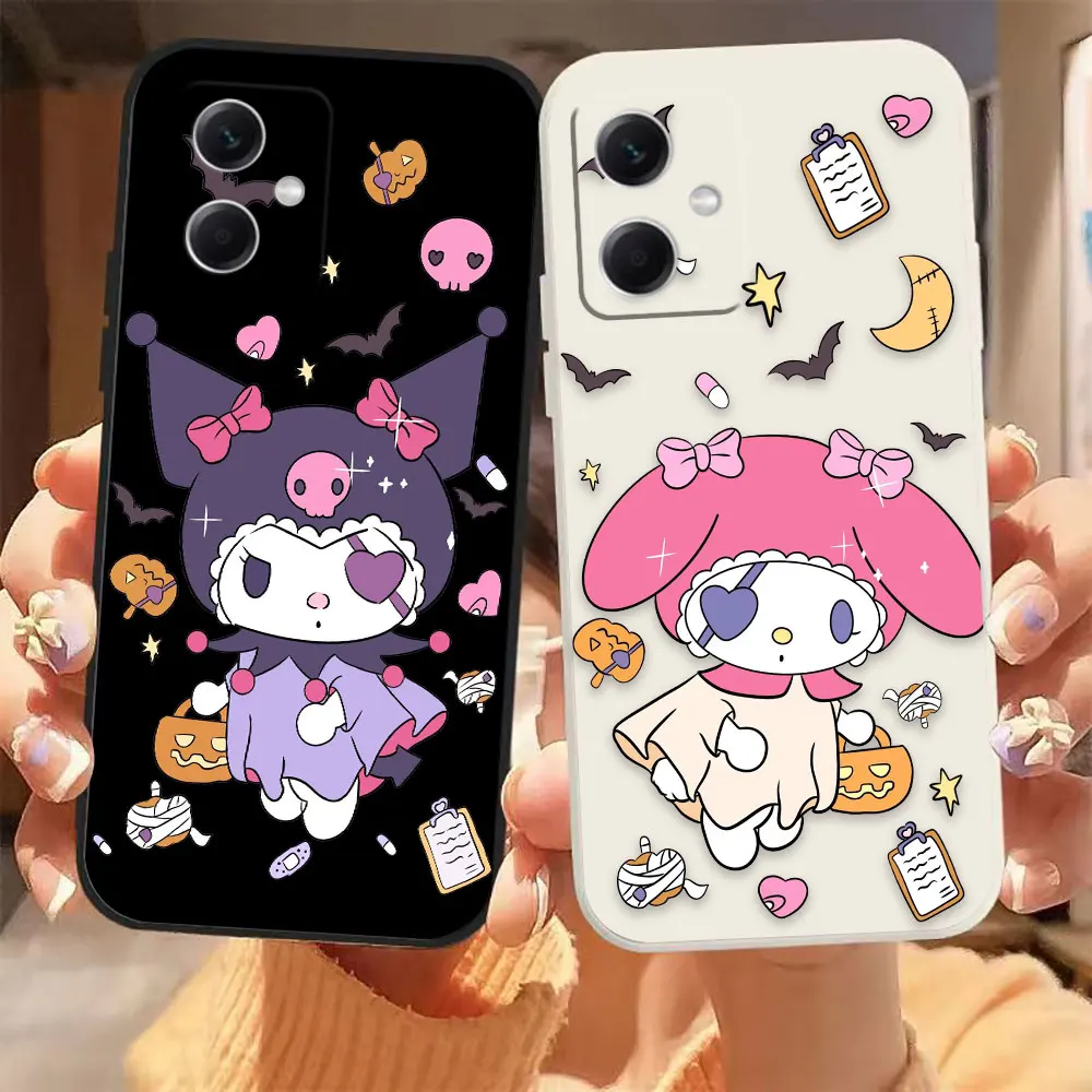 

Halloween M-Melody K-Kuromi Phone Case For Redmi Note 13 12 11 11T 11R 11S 10 8 PRO PLUS 4G 5G Colour Liquid Case Fundas Shell