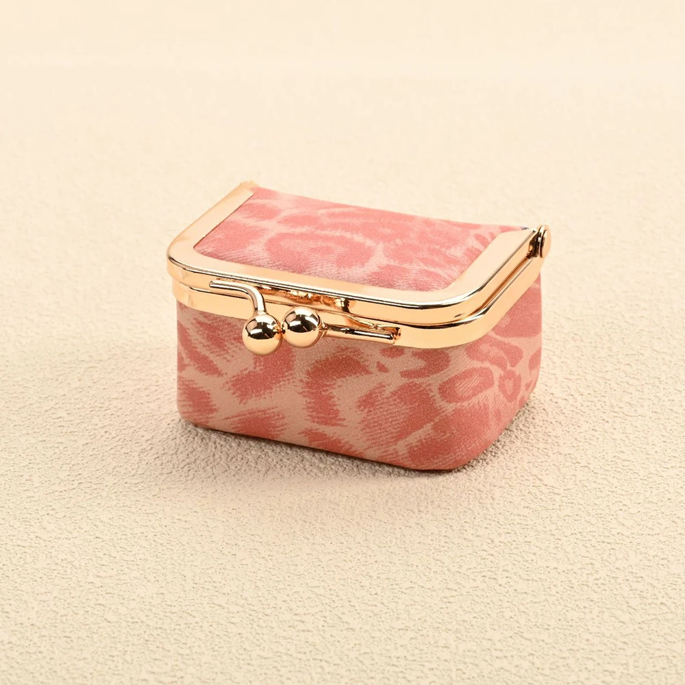 5pcs Coin Purses Women PU Leopard Print Solid Brief Protable Ear Line Hasp Short Storage Bag