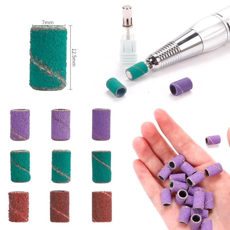 Grit 80 120 180 Nail Sanding Electric Machine Drill Bits UV Gel Acrylic Polish Remover Manicure Files Cuticle Burffur