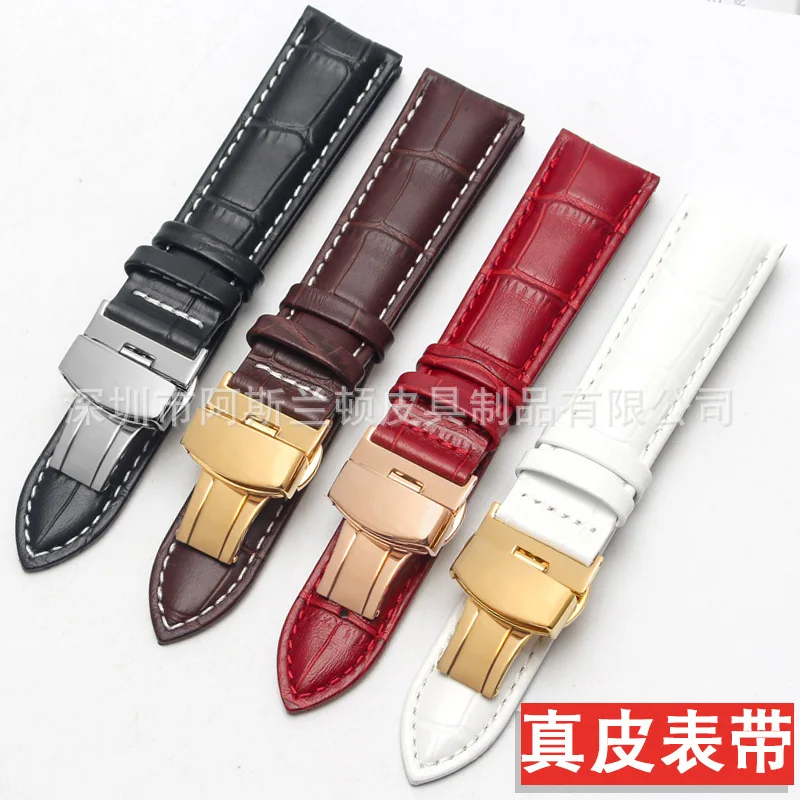 

High quality crocodile Leather Watch Strap18mm 19mm 21mm 20mm 22mm Watchband For Men Watch Accessories Solid Buckle black brown