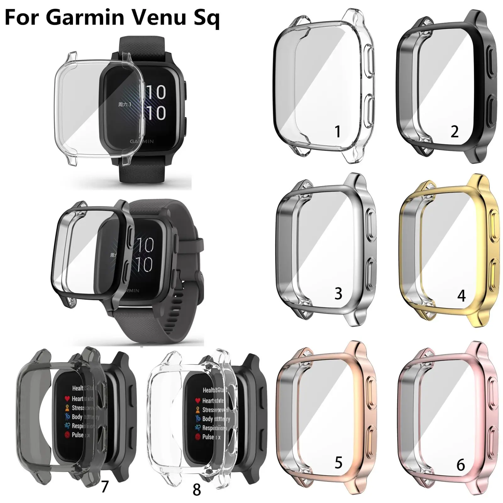 

Гальванический чехол из ТПУ, защитный чехол для Garmin Venu SQ Garmin Venu SQ, музыкальный бампер, защитная пленка для экрана