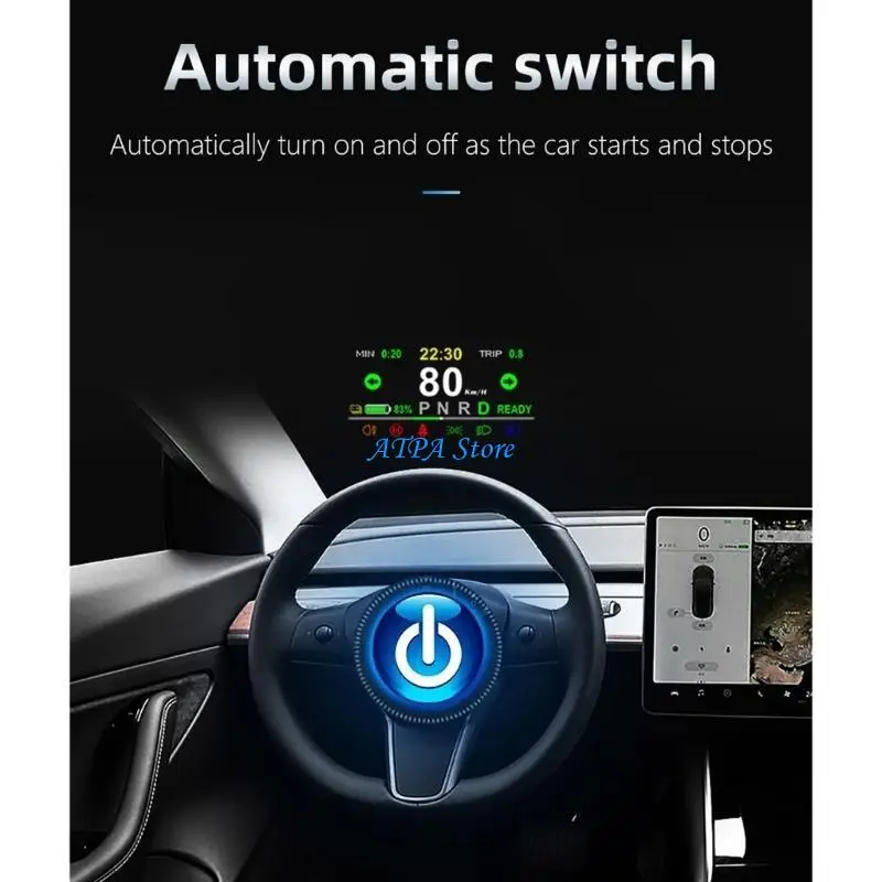 

U13C Car HUD Speedometer Digital Alarm Reminder Meter Electronics Tool for Car 3/Y