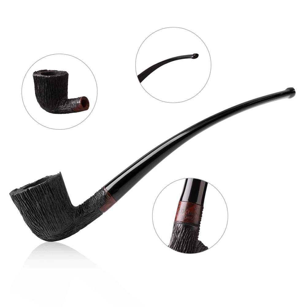 HOT MUXIANG Classic Long Stem Briar Wood Smoking Pipe Tobacco Fit For 3MM 9MM Filter Bent Wooden Pipe High Quality Birthday Gift