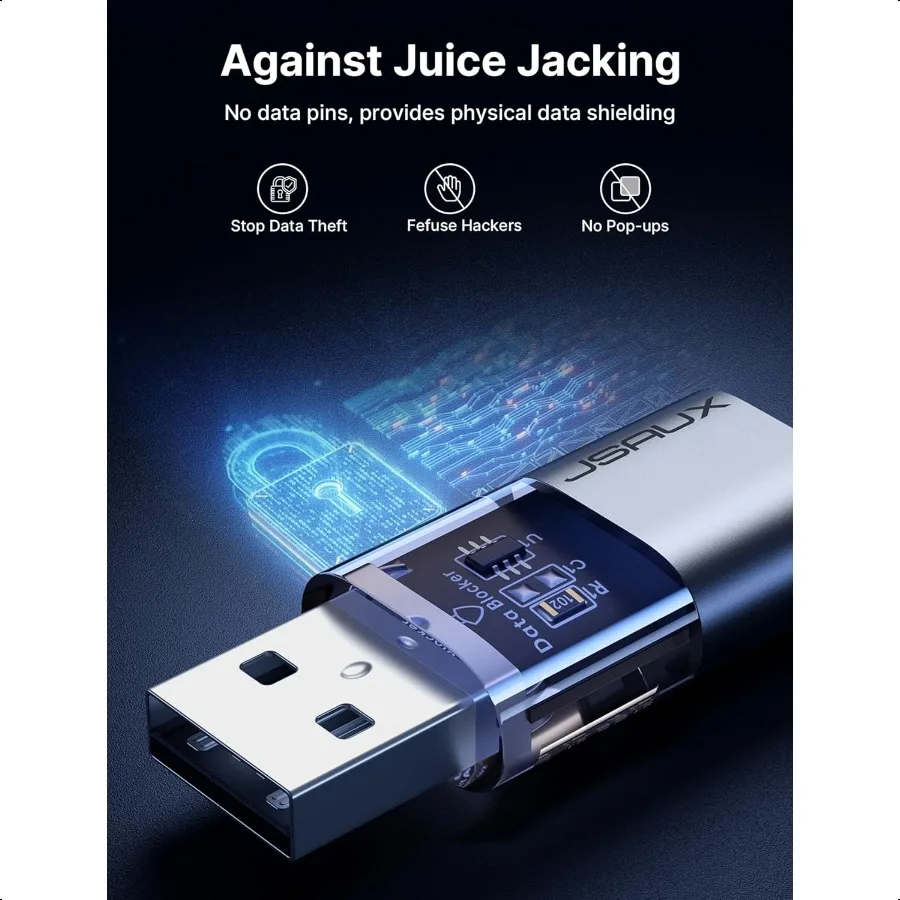 مانع بيانات USB ومانع بيانات USB C 4 عبوات مانع بيانات شفاف من النوع A والنوع C فقط للحماية من الشحن من العصير