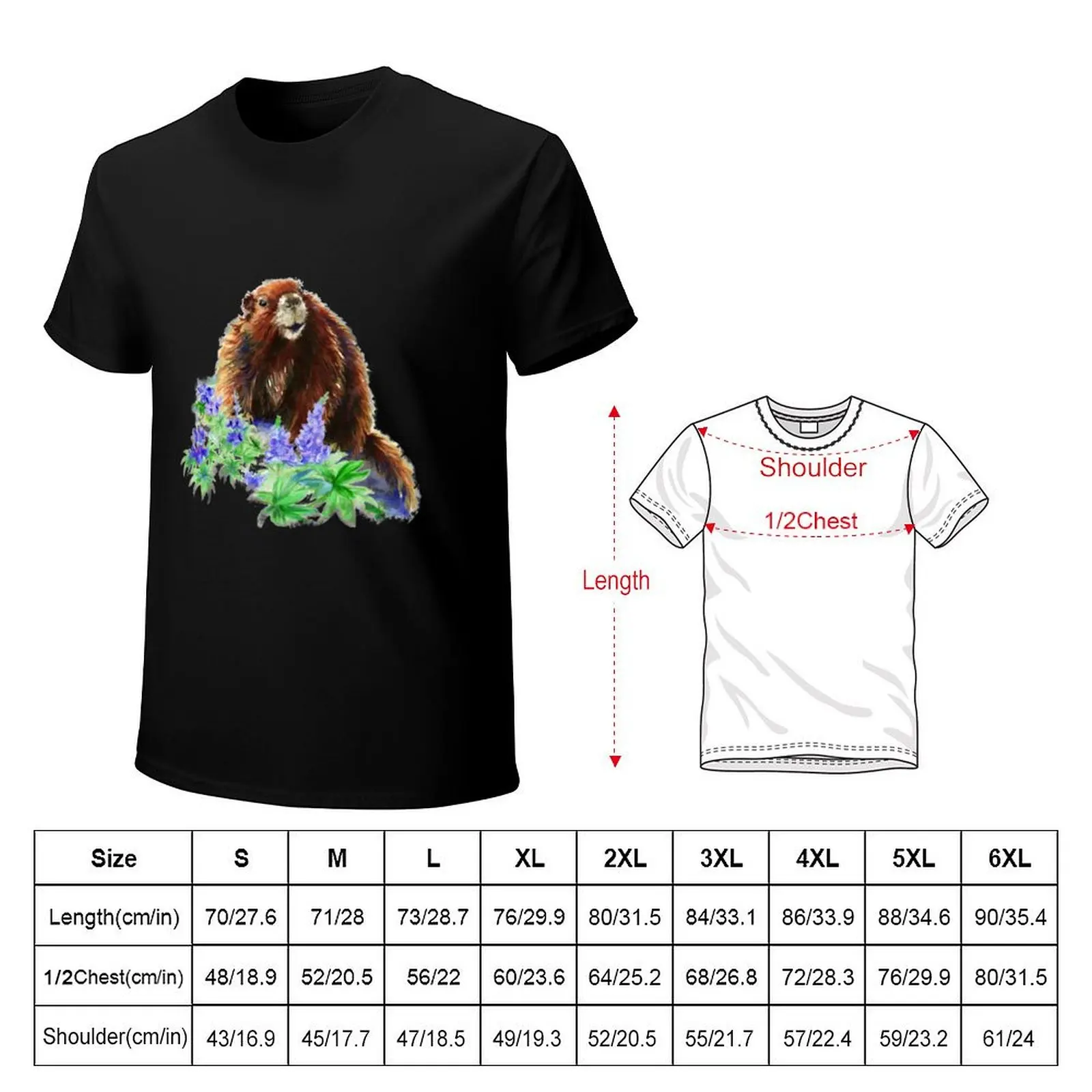 Marmot, Groundhog, Woodchuck,Watercolor Animal T-Shirt Lightweight Cooling Short Sleeve Tee