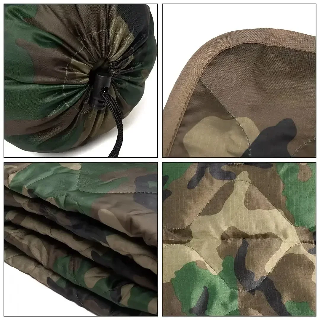 Imagem -02 - Camuflagem Cobertor Camping Portátil Quente Bolsa de Dormir Pad Camo Ultraleve Caça Camo Militar Viagem ao ar Livre Poncho