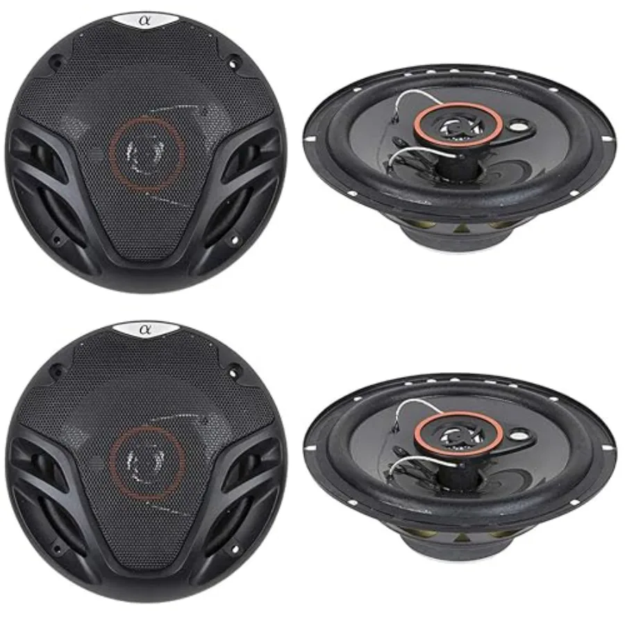 

Car audio coaxial speakers for vehicle installation, polypropylene cone, black, 350W max power, 3-way full range, universal mou