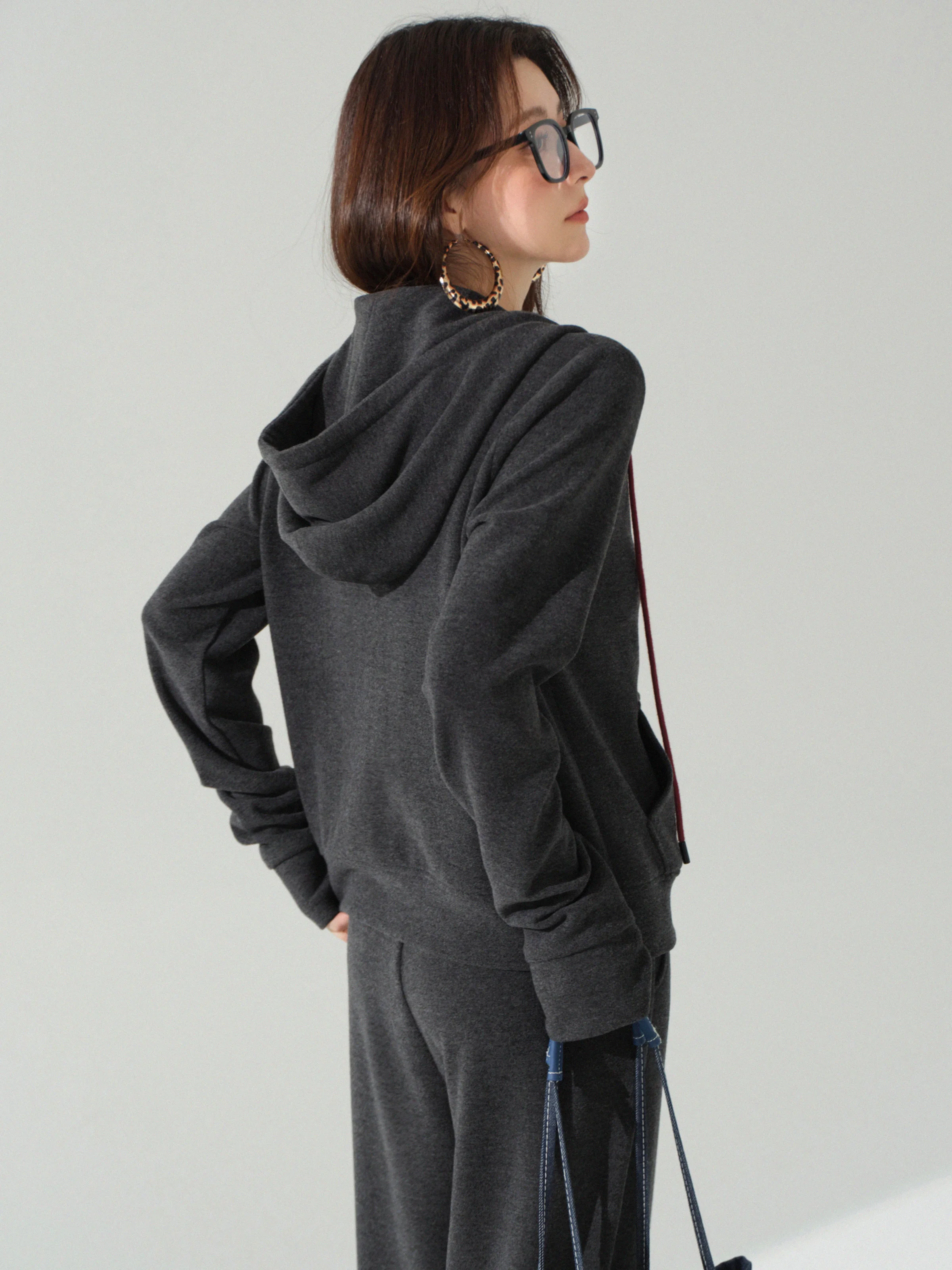 Two Piece Tracksuit Set Casual Zip Up Hoodie and Elastic Waist Wide Leg Pants Women Soft Stretchy Sportswear Outfit for Daily