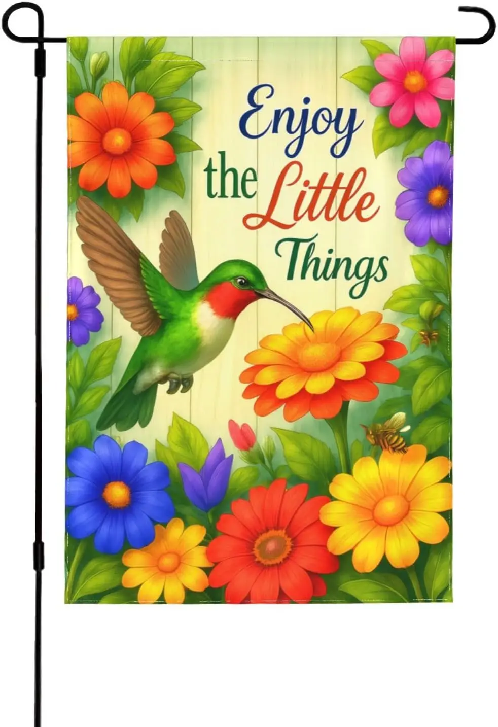 Welcome Spring Summer Garden Flag 12x18 Double Sided Enjoy the Little Things Hummingbird Flags for Yard Outdoor Decor, Small ZZM
