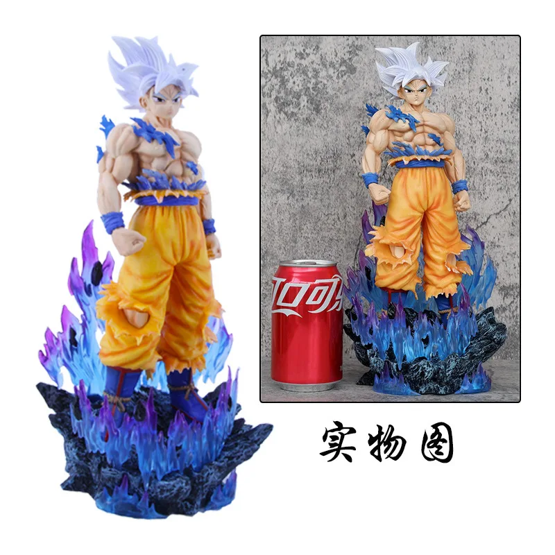 Seven Dragon Balls Lk Free Wukong Hand Operated Super Saiya Carot White Hair Anime Animation Statue Decoration