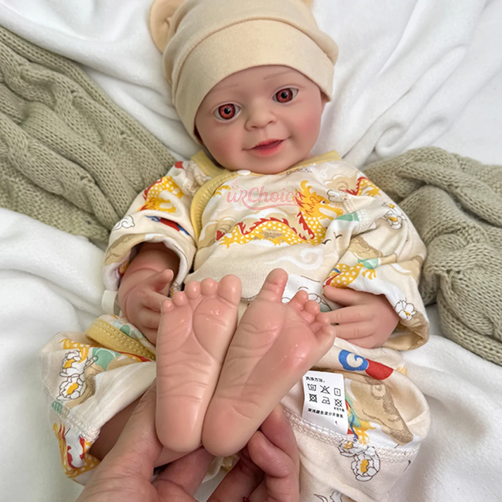 リアルな18インチシリコンリボーンドール、リアルな開口部の人形、ムネカギフト、新生児のようなリアルなシリコン製人形、クリスマスギフトに