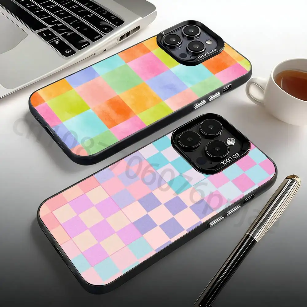 

Pastel checkerboard Phone Case For iPhone 17,16,15,14,13,12,11,Pro,Max,Plus,Mini, Anti Fall Matte Hard Bumper