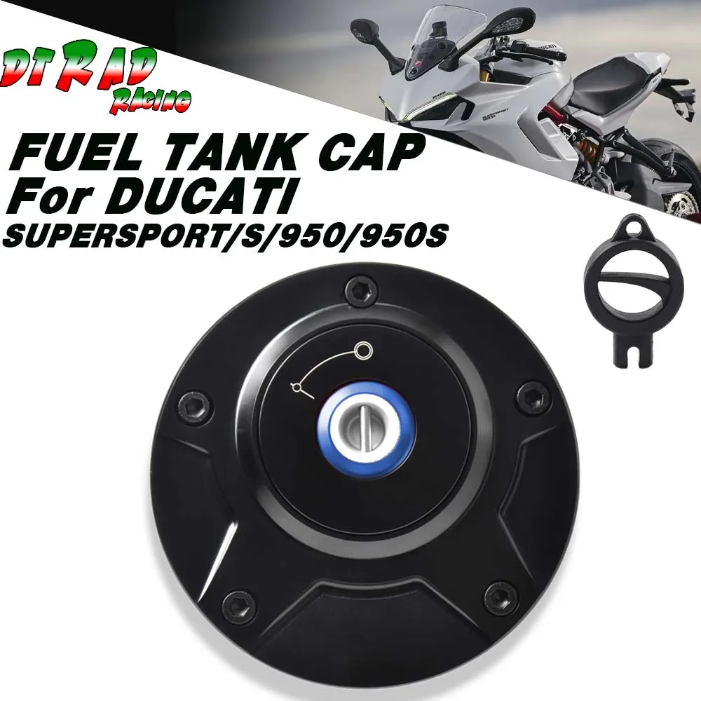 New Aluminum Fuel Tank Cap With Key Lock Anti-Theft Gasoline Cover For DUCATI SUPERSPORT/S 2017-2020 950/S 2021-2023 Accessories