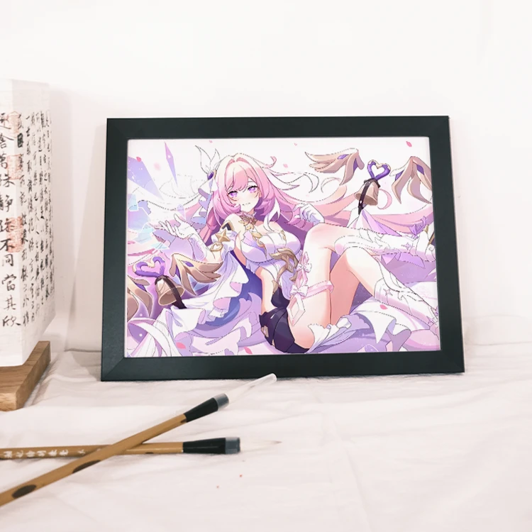 

Anime Honkai Impact 3 Kiana Yae Sakura Elysia Raiden Mei Cosplay Desktop Display Photo Frame Table Souvenir Halloween Xmas Gift