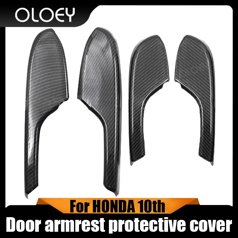 

For HONDA 2016-2021 10th CIVIC SEDAN HATCHBACK TYPE-R Door armrest protective cover decorative cover Carbon fiber pattern