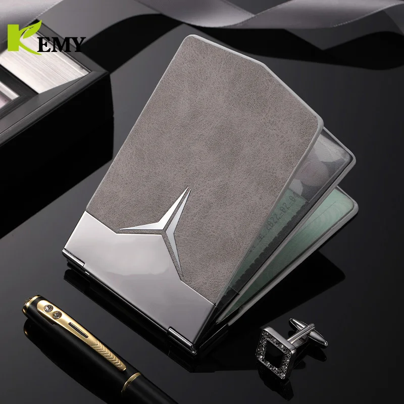 Fashion Aluminum Antimagnetic Card Holder Women Men Metal Cowhide Rfid Credit Card Business Card Holders Organizer Purse Wallet