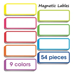 MOHAMM-Magnetic Dry Erase Name Tag Label, Reusable Plate Sticker, Whiteboards Locker, Fridge, School, Office, Home, 54 Pcs