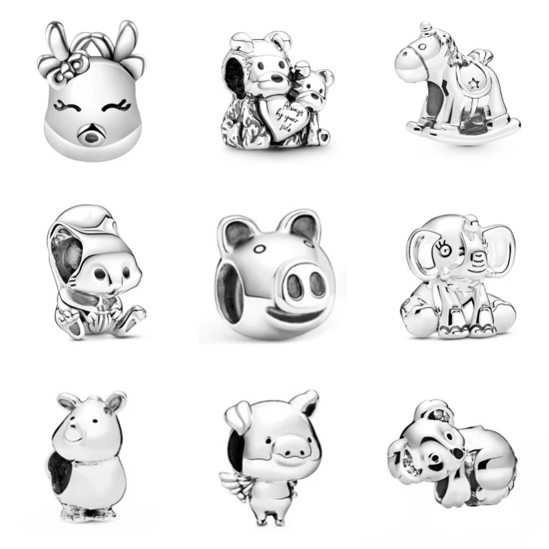 2024 Silver Plated Elephant Alloy Animal Series Charm Beads For Pandora DIY Bracelet Necklace Jewelry Accessories Birthday Gifts