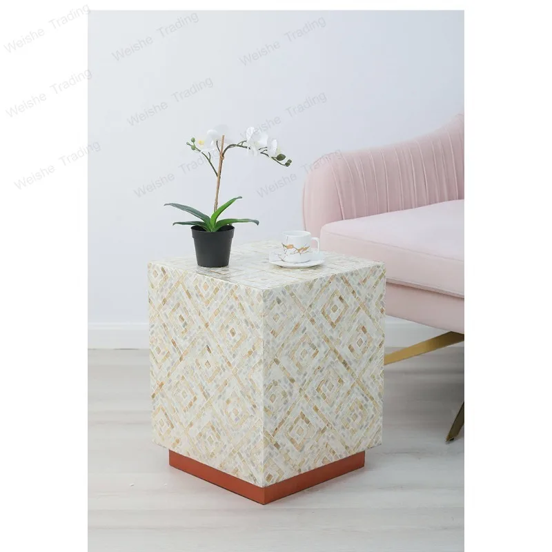 Original light luxury European shell wooden coffee table living room sofa retro cream style decorative table