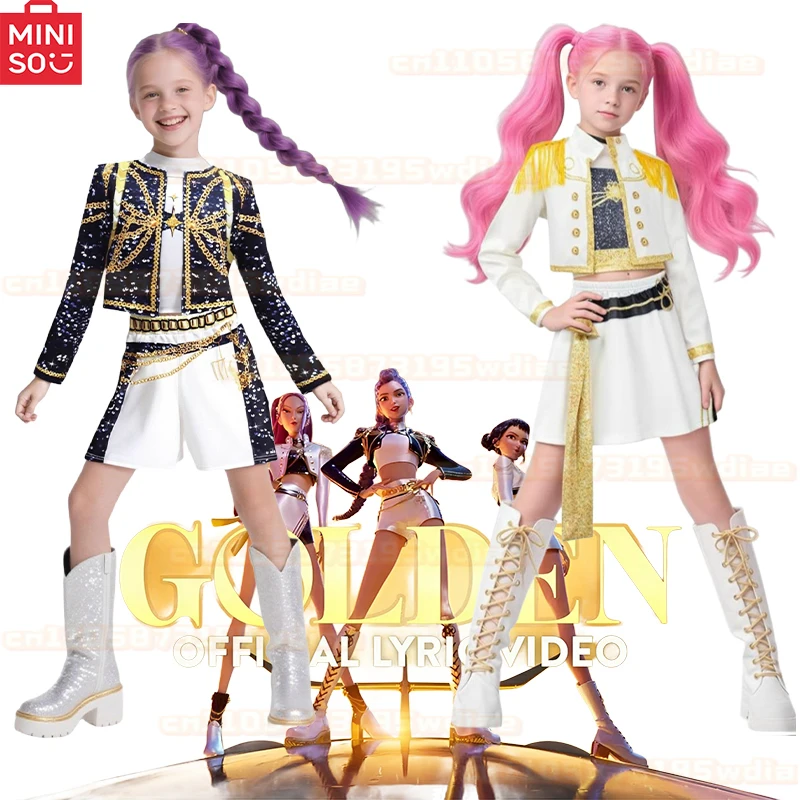 

Girls Anime Movie HUNTR/X KPOP Demon Hunters Cosplay Costume Zoey Rumi Mira Kids Role Play Uniform for Halloween Party Prop