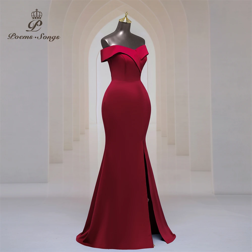 Elegant boat neck party dresses for women evening dresses side slits mermaid prom dress  formal dresses gala special events