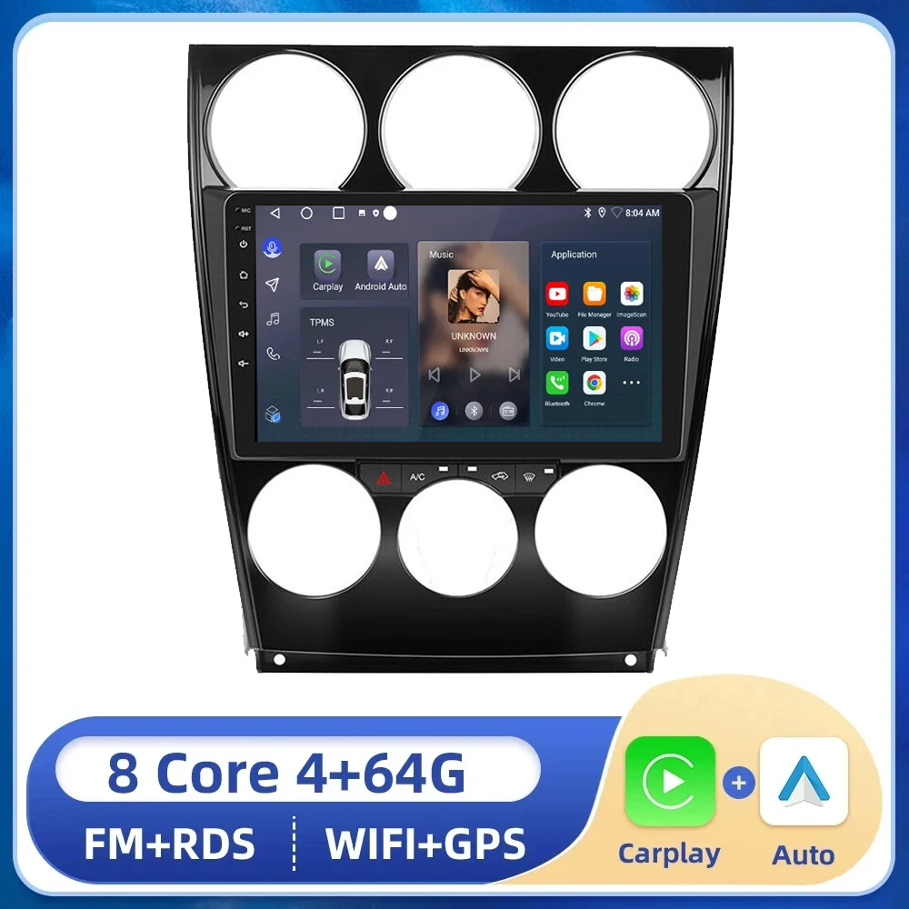 

Wireless CarPlay Android Auto Radio For Mazda 6 2002-2005 2006 2007 2008 4G Car Multimedia GPS Navigation 2din autoradio