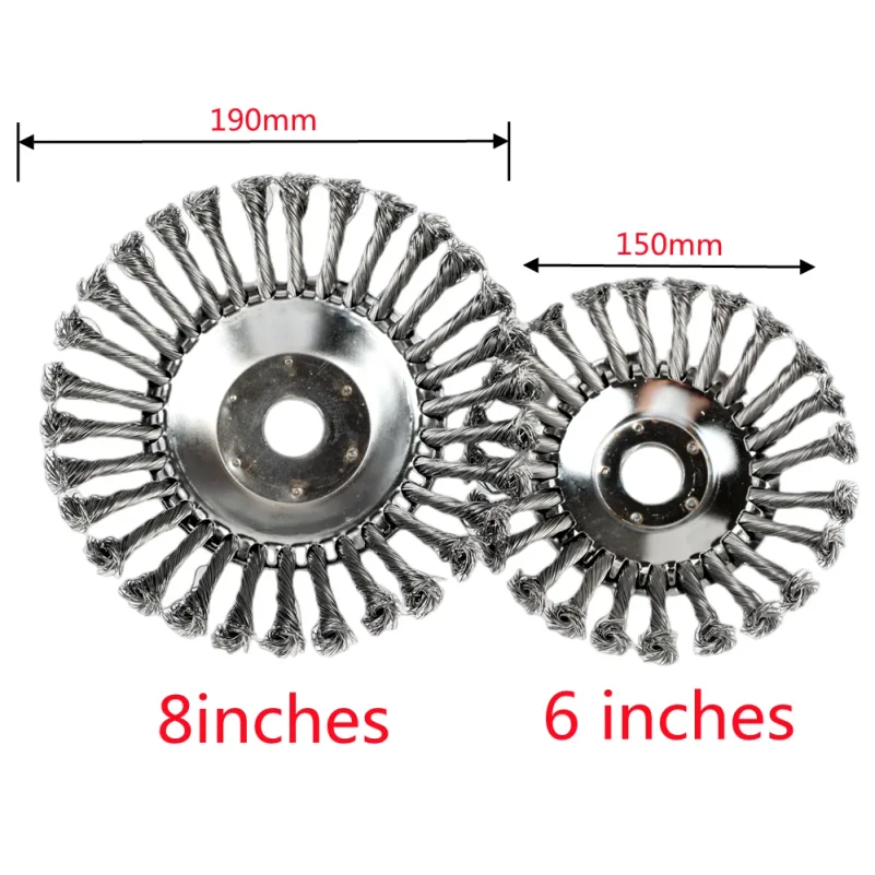 Upgrade 6/8 Inch Weed Brush Cutter Head Lawn Mower Universal Grass Trimmer Head Steel Wire Wheel Brush Garden Trimmer Head
