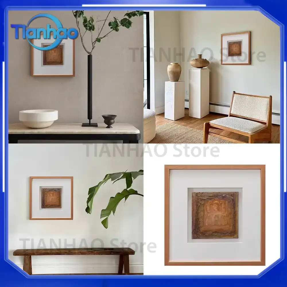 Wabi Sabi Vintage Style Living Room Sideboard Decorative Painting for Retro Dining Room and Homestay Wall Art Hand-painted