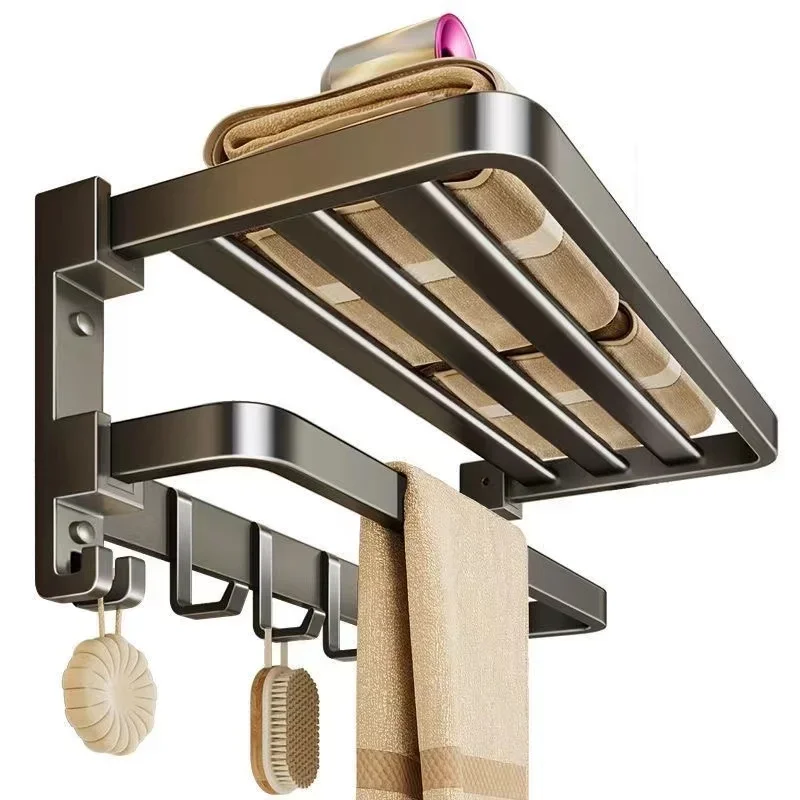 

No punching towel rack toilet space aluminum towel bar toilet rack wall hanging bathroom