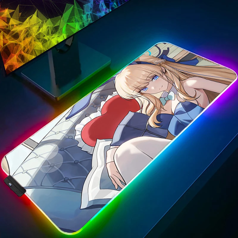 Anime Mousepad Blue Archive Asuma Toki Desk Mat RGB Office PC Computer Accessories Mouse Pad LED Laptop Gaming Cute Keyboard Pad